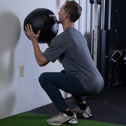 20 LB Soft Shell Medicine Wall Ball with Poly-Composite Laminate Cross Texture Non-Slip Grip for Throwing, Core Strength, Floor Exercises, Stretching